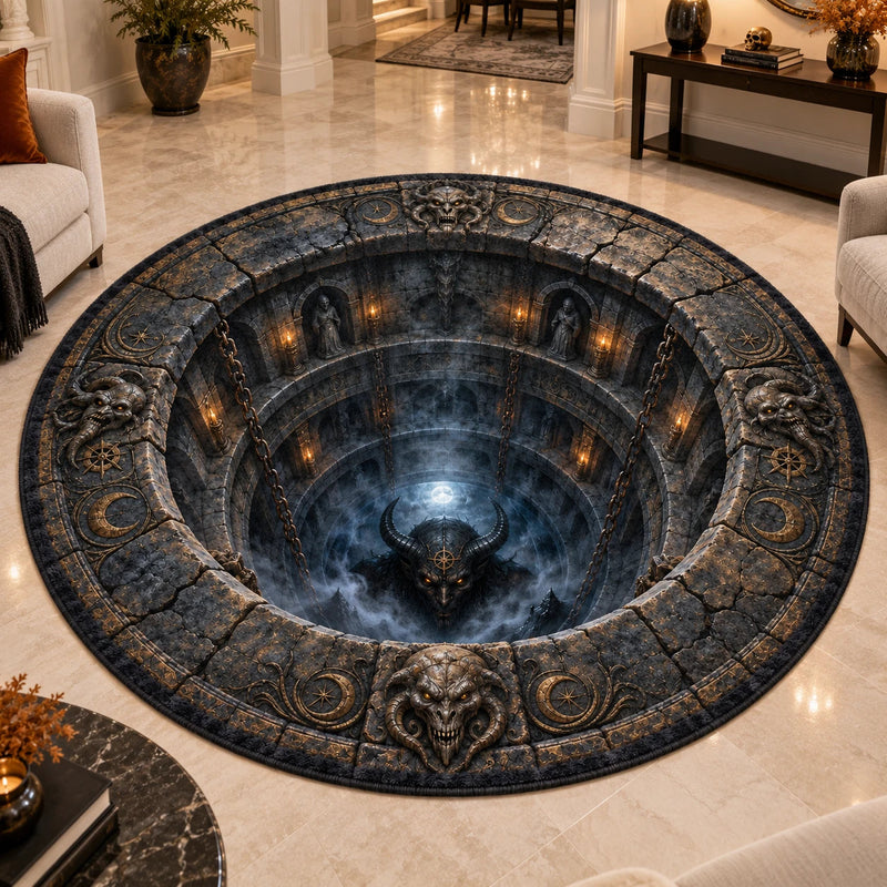 The Pit Stares Back - Illusion Depth Round Rug