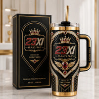 Driven By Greatness - 23XI Crest Tumbler in Black and Gold