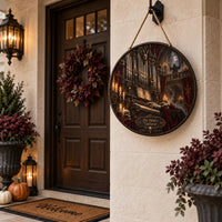 The Devil's Nocturne - Candlelit Gothic Organ Round Wood Sign